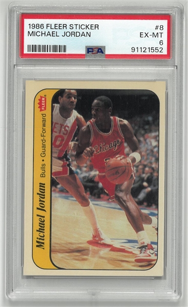 Michael Jordan 1986 Fleer Rookie Sticker PSA 6