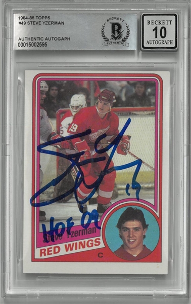 Steve Yzerman BAS 10 Autographed 1984-85 Topps Rookie Card