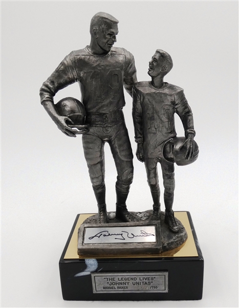 Johnny Unitas Autographed Pewter Michael Ricker Figurine