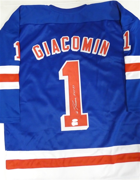 Eddie Giacomin Autographed Custom Jersey