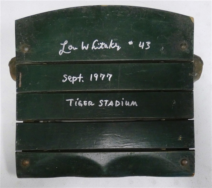 Lou Whitaker Autographed Tiger Stadium Seat Bottom