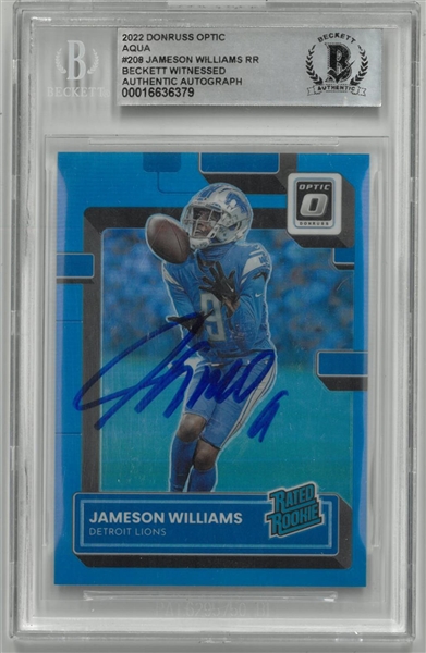 Jameson Williams Autographed 2022 Donruss Optic Rookie Card