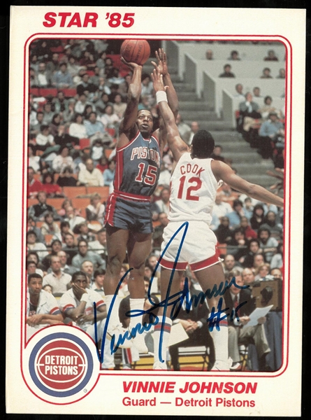 Vinnie Johnson Autographed 5x7 1985 Star Card