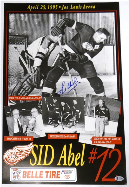 Sid Abel Autographed Jersey Retirement Poster