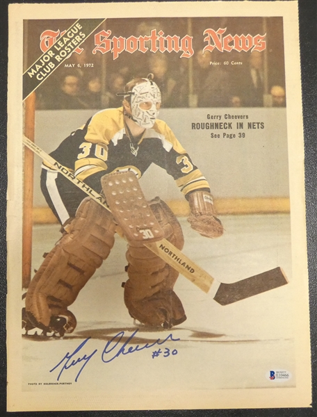 Gerry Cheevers Autographed Sporting News Cover