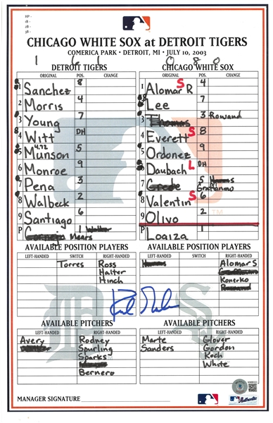 Kirk Gibson Autographed 7/10/2003 Lineup Card