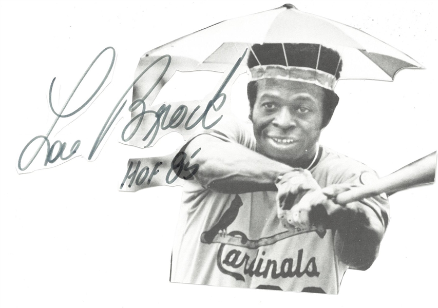 Lou Brock Autographed Die Cut Photo