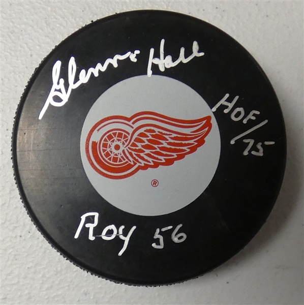 Glenn Hall Autographed Red Wings Puck
