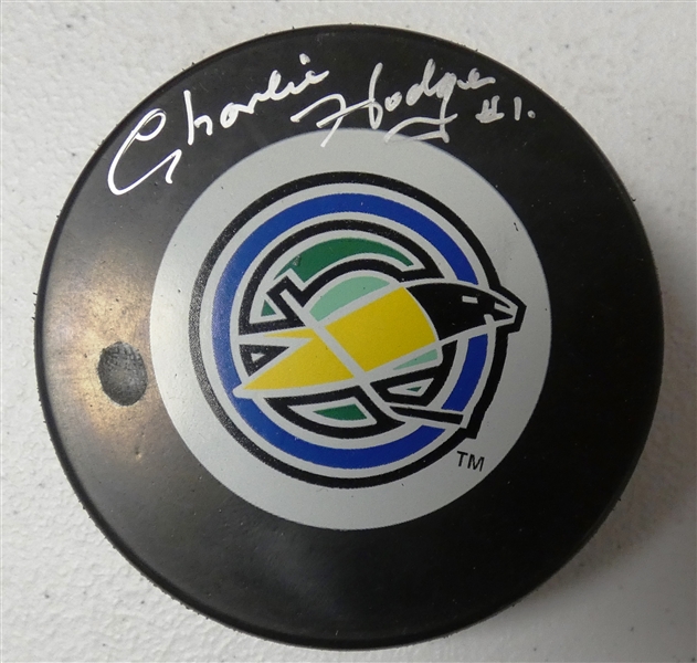 Charlie Hodge Autographed Seals Puck