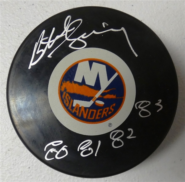 Butch Goring Autographed Islanders Puck