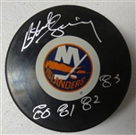 Butch Goring Autographed Islanders Puck