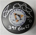 Pierre Larouche Autographed Penguins Puck