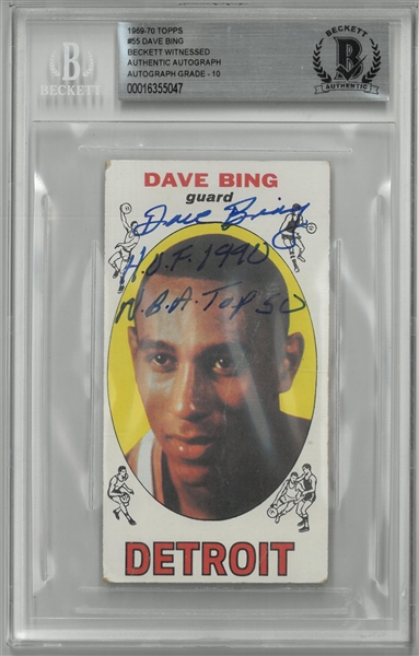 Dave Bing Autographed BAS 10 1969 Topps Rookie Card