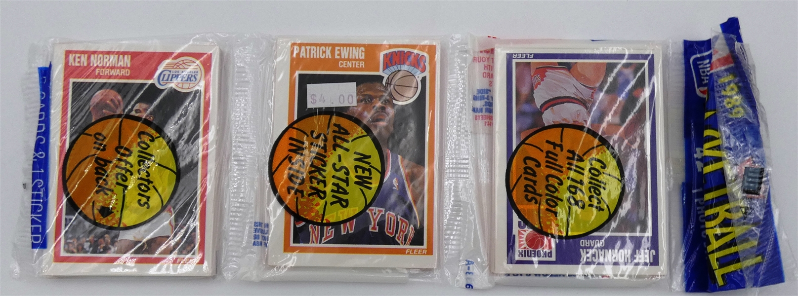 1989/90 Fleer Basketball Rack Pack - Ewing & Bird Showing