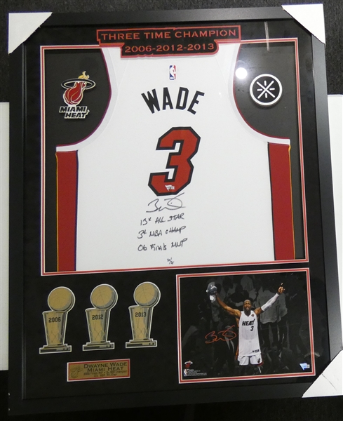 Dwyane Wade Autographed Framed Jersey & 11x14 (Pick up only)