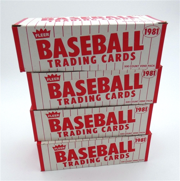 1981 Fleer Baseball Vending Box Lot of 4