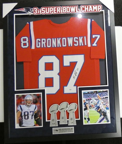 Rob Gronkowski Autographed Framed Custom Jersey (Pick up only)