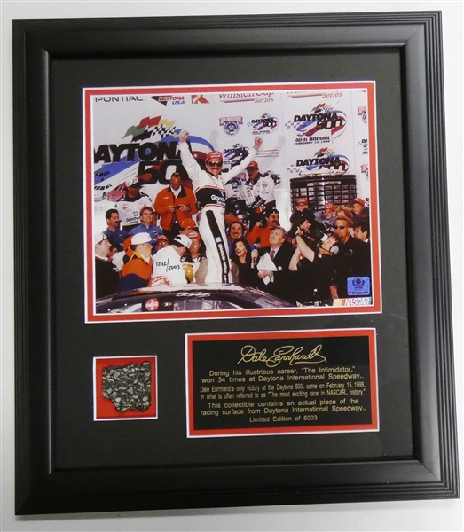 Dale Earnhardt 8x10 with Piece of Daytona Track