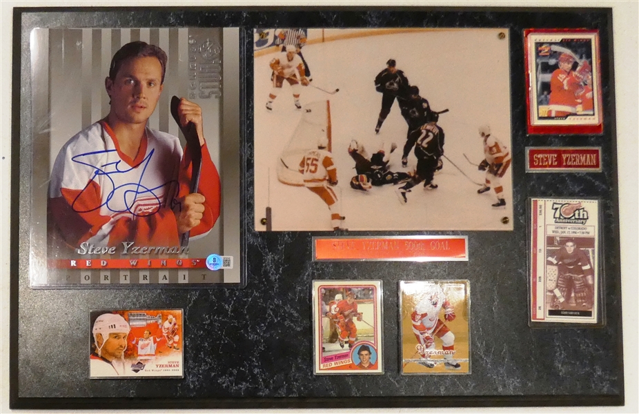 Steve Yzerman Autographed 8x10 on Plaque