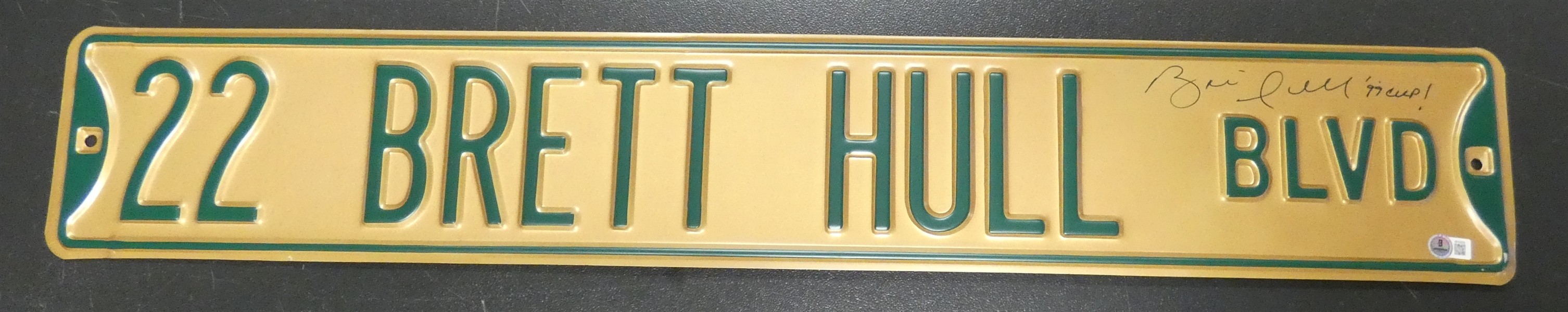 Brett Hull Autographed Street Sign