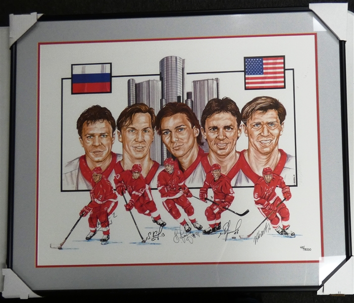 Russian Five Autographed Framed Lithograph (Pick up only)