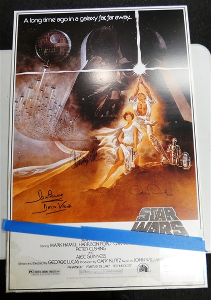 Star Wars Poster Signed by Prowse, Fisher & Daniels (Pick up only)