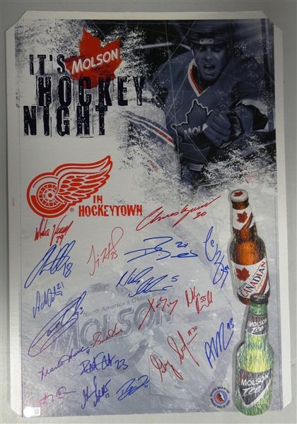 Red Wings Sign Autographed by 19