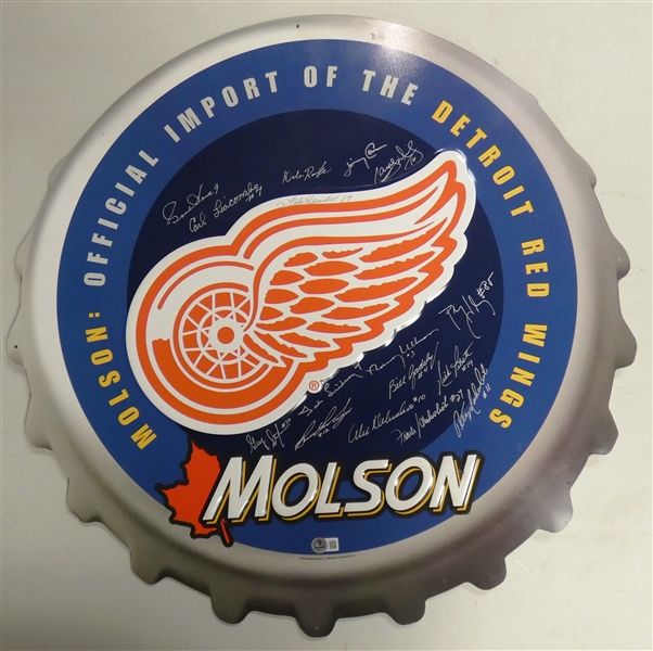 Molson Beer Sign Autographed by 15 Red Wings