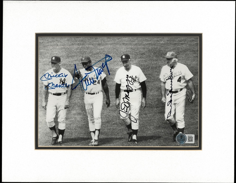 Mantle, Mays, DiMaggio & Snider Autographed 8x10