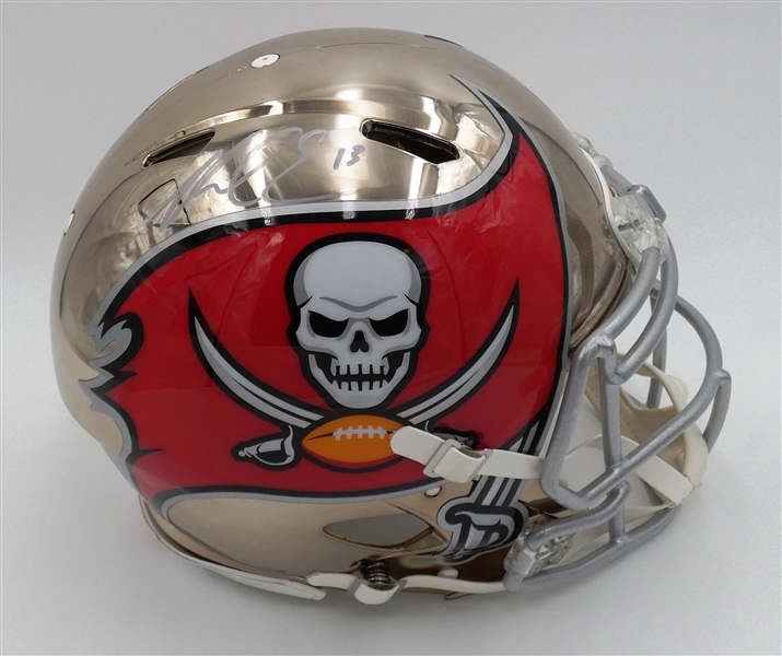 Mike Evans Autographed Buccaneers Full Size Authentic Chrome Helmet