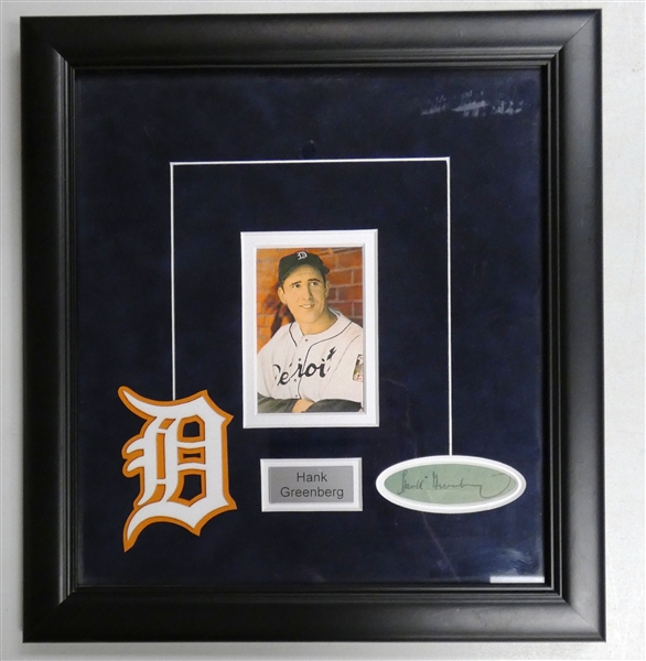 Hank Greenberg Signed Cut Matted Display