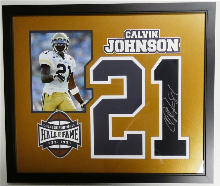 Calvin Johnson Autographed Jersey Number Framed Display
