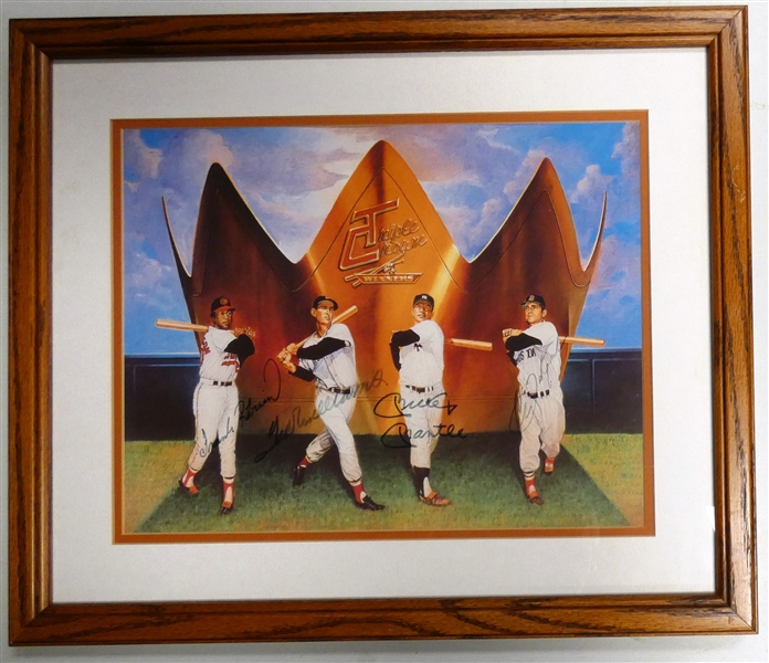 Triple Crown 11x14 Autographed Litho (Mantle, Williams, Robinson, Yastrzemski)