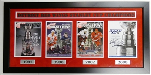 Red Wings Autographed Stanley Cup Programs Framed Collage (Pick up only)
