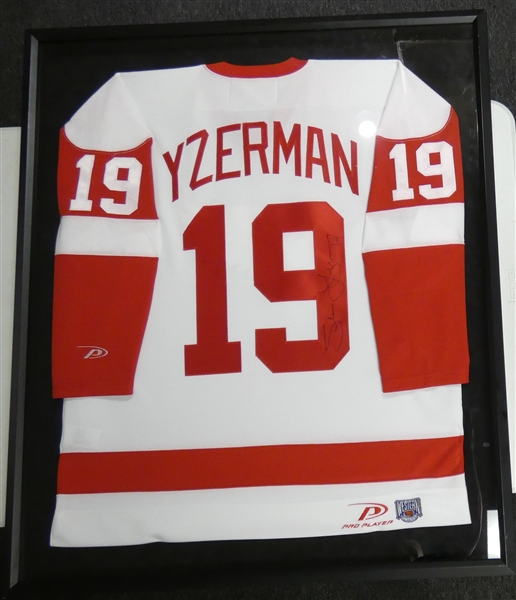 Steve Yzerman Autographed Framed Red Wings Jersey (Pick up only)