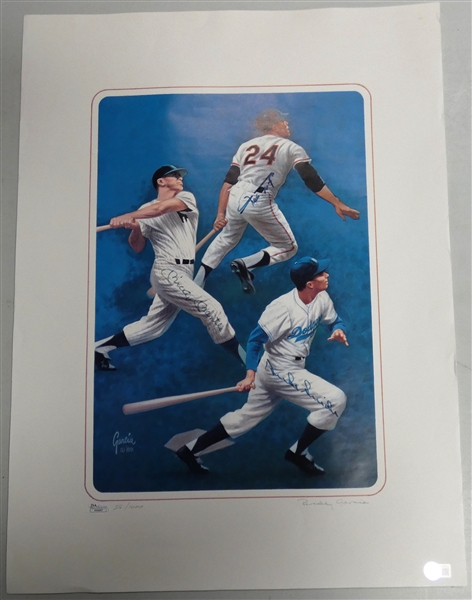 Mantle, Mays & Snider Autographed Lithograph