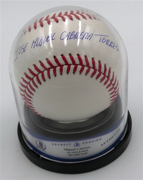 Miguel Cabrera Full Name Autographed Baseball