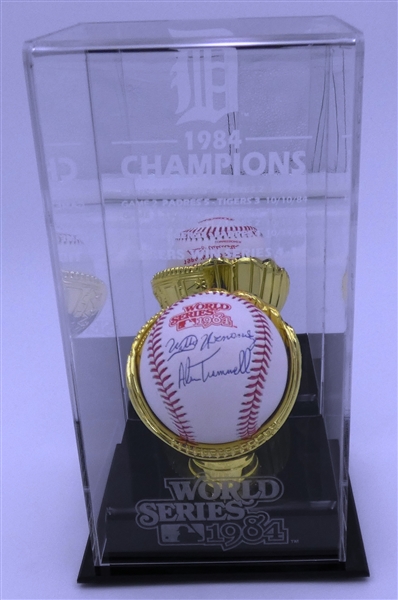 Willie Hernandez & Alan Trammell Autographed 1984 World Series Ball & Case