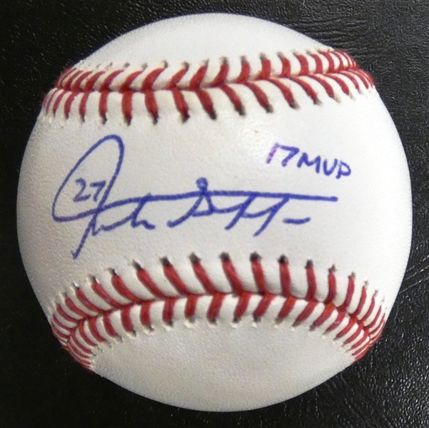 Giancarlo Stanton Autographed Baseball w/ 17 MVP