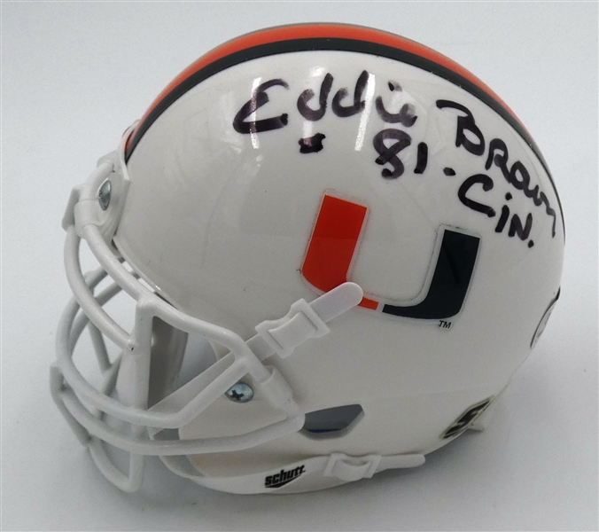 Eddie Brown Autographed Miami Mini Helmet