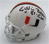 Eddie Brown Autographed Miami Mini Helmet
