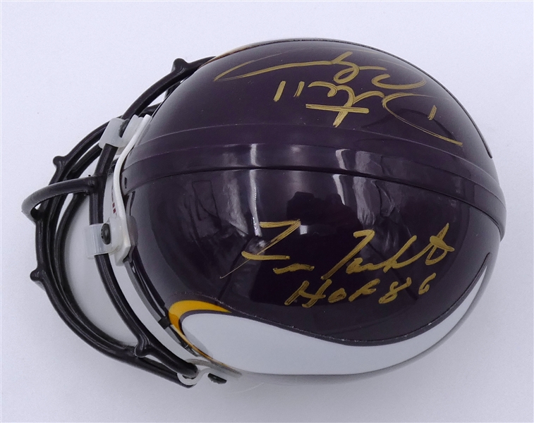 Daunte Culpepper & Fran Tarkenton Autographed Vikings Mini Helmet