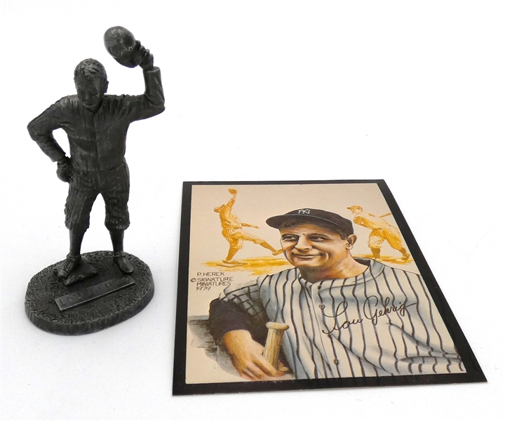 Lou Gehrig 1979 Signature Miniatures Pewter Statue & Card