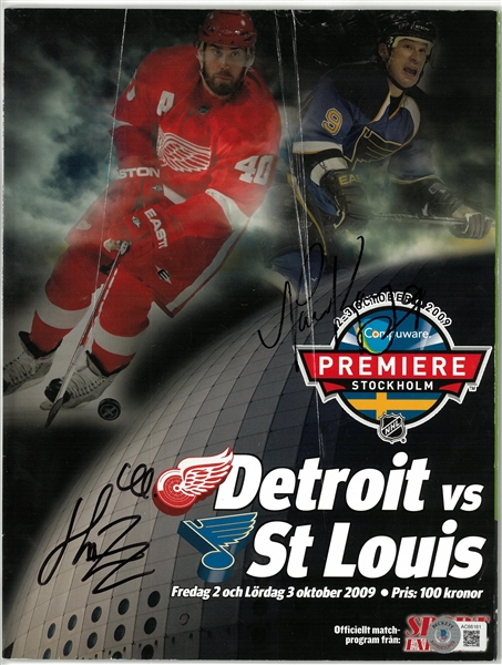 Hanrik Zetterberg & Paul Kariya Autographed Swedish Program