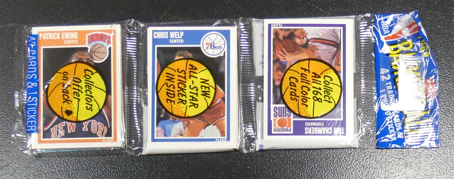 1989/90 Fleer Basketball Rack Pack (Ewing Showing)