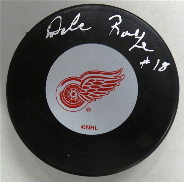 Dale Rolfe Autographed Red Wings Puck