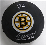 Carol Vadnais Autographed Bruins Puck