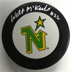 Walt McKechnie Autographed Northstars Puck