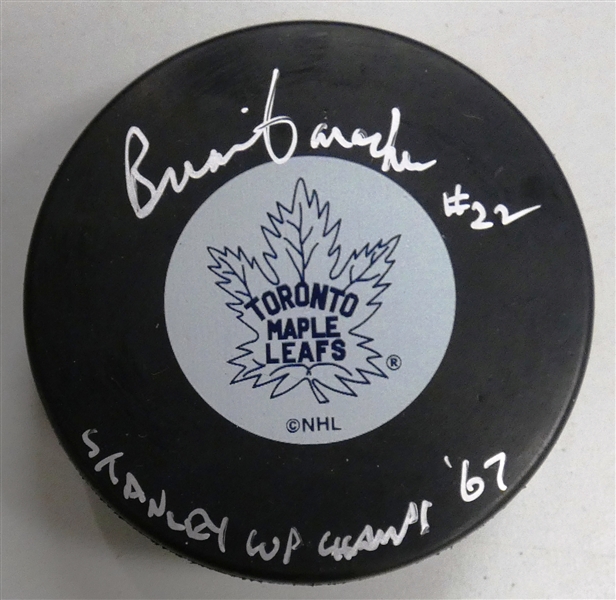 Brian Conacher Autographed Maple Leafs Puck