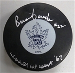 Brian Conacher Autographed Maple Leafs Puck